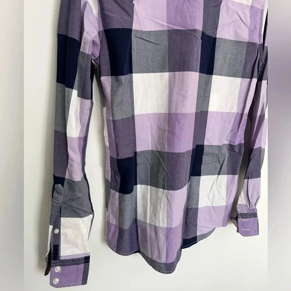 Le 31 plaid men’s button down shirt  purple and white size medium - Picture 6 of 7